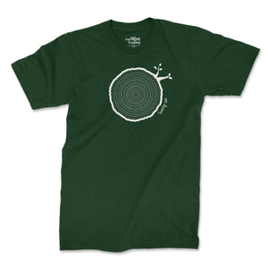 Open image in slideshow, 26th Birthday Tshirt Countable Tree Rings Forest Green
