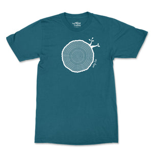 65th Birthday Tshirt Countable Tree Rings Aqua