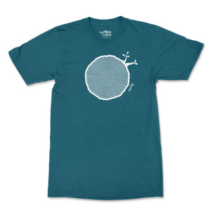 90th Birthday Tshirt Countable Tree Rings Aqua