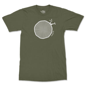 95th Birthday Tshirt Countable Tree Rings Military Green